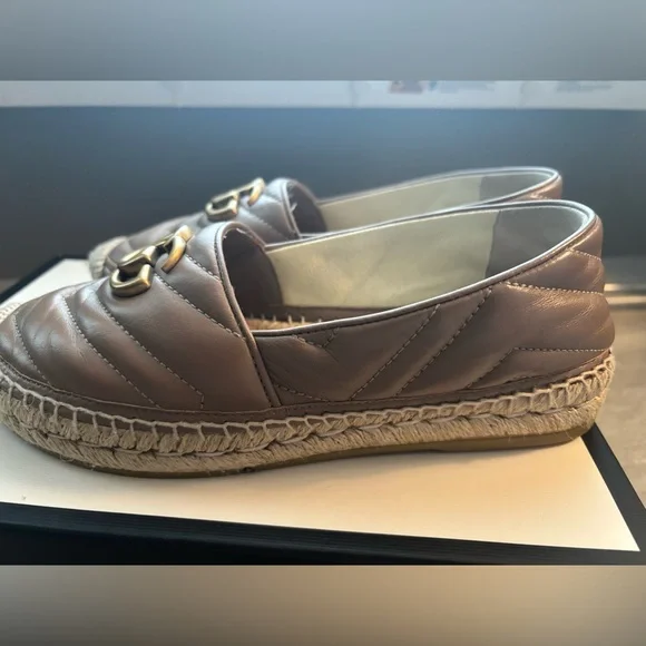 Gucci Leather Espadrille with Double G-Authentic - Beige/Mauve